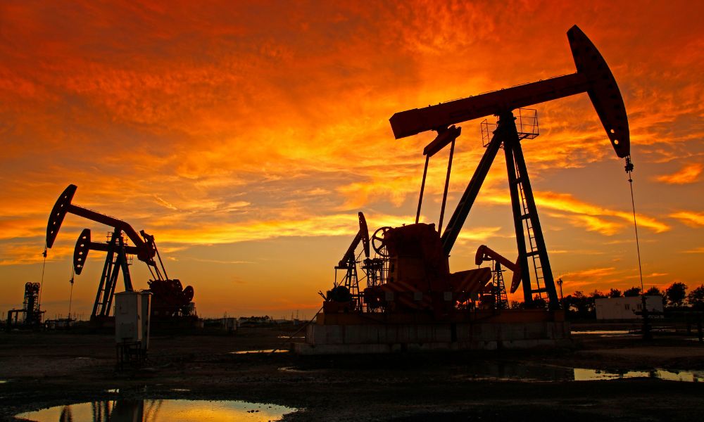 industrial oil, sunset, heating oil